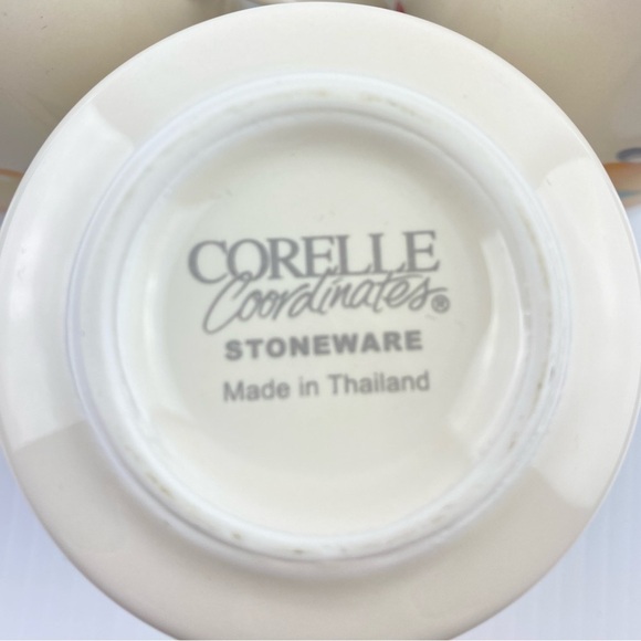 Corelle Coordinates Stoneware Mugs Abundance Pattern Set of 3 1990s Vintage Cups - Picture 4 of 6